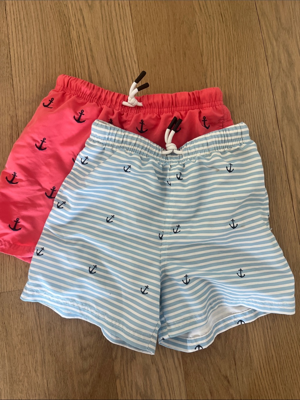 Kids Anchor Swim Trunks in Light Blue & Pink